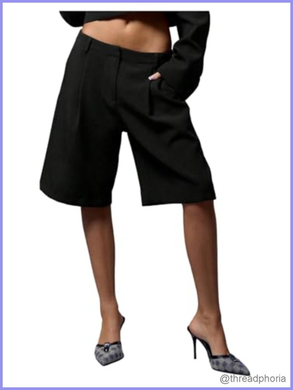 Pleated Tailored Bermuda Dressy Shorts Business Casual High Rise